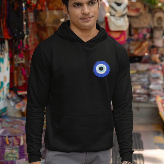 Unisex Evil Eye Relaxed Fit Black Hoodie